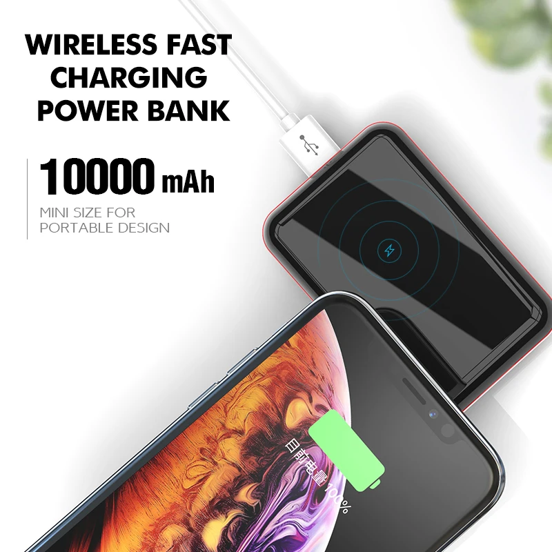 LINGCHEN 10000 мАч Мини Беспроводная Быстрая зарядка Power Bank PD 3 0 LED для iPhone Xiaomi Huawei