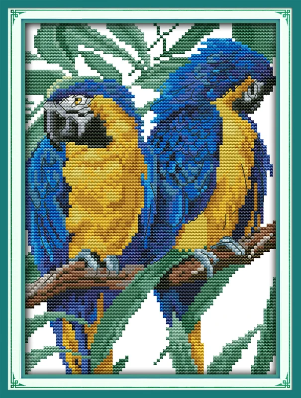 

Blue-headed Parrot cross stitch kit cartoon 11ct count canvas stitches embroidery DIY handmade needlework plus