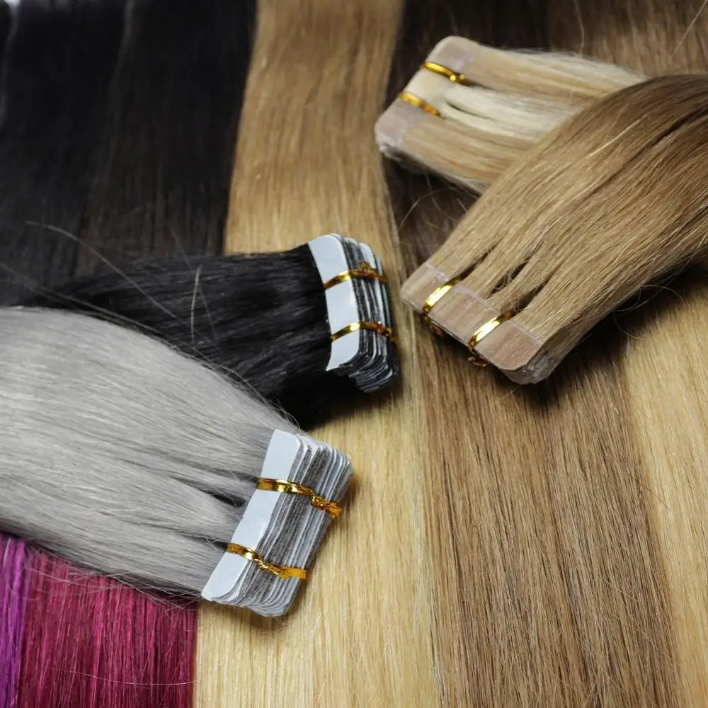 ZZHAIR, а так же 30 г-70g 1" 16" 1" 20" 2" 24" фабричного производства, переходящие плавно от темного к светлому) волос Пряди человеческих волос для наращивания 20 шт./упак. пряди волос на ленте, волосы на Клейкой Ленте имитирующей кожу
