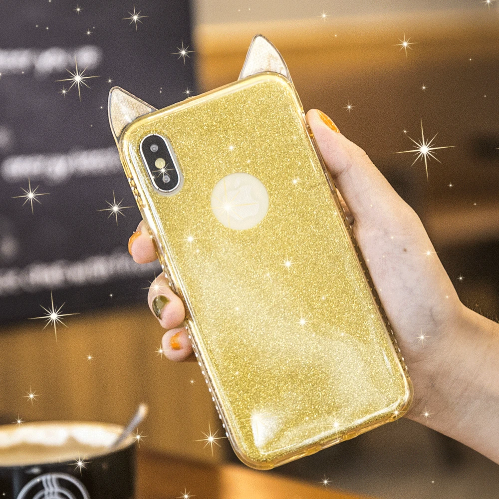 Ascromy шикарные милые кошачьи уши для iphone X XR XS блестящий чехол со стразами