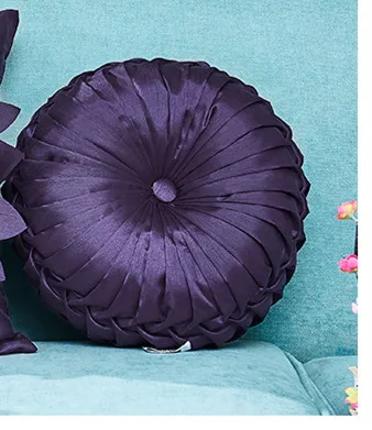 purple round 3D Ручная работа алмазная круглая подушка, домашний декор белый цвет слоновой кости Розовый Цветы Чехол для подушки 35x35 см с наполнением - Цвет: purple round