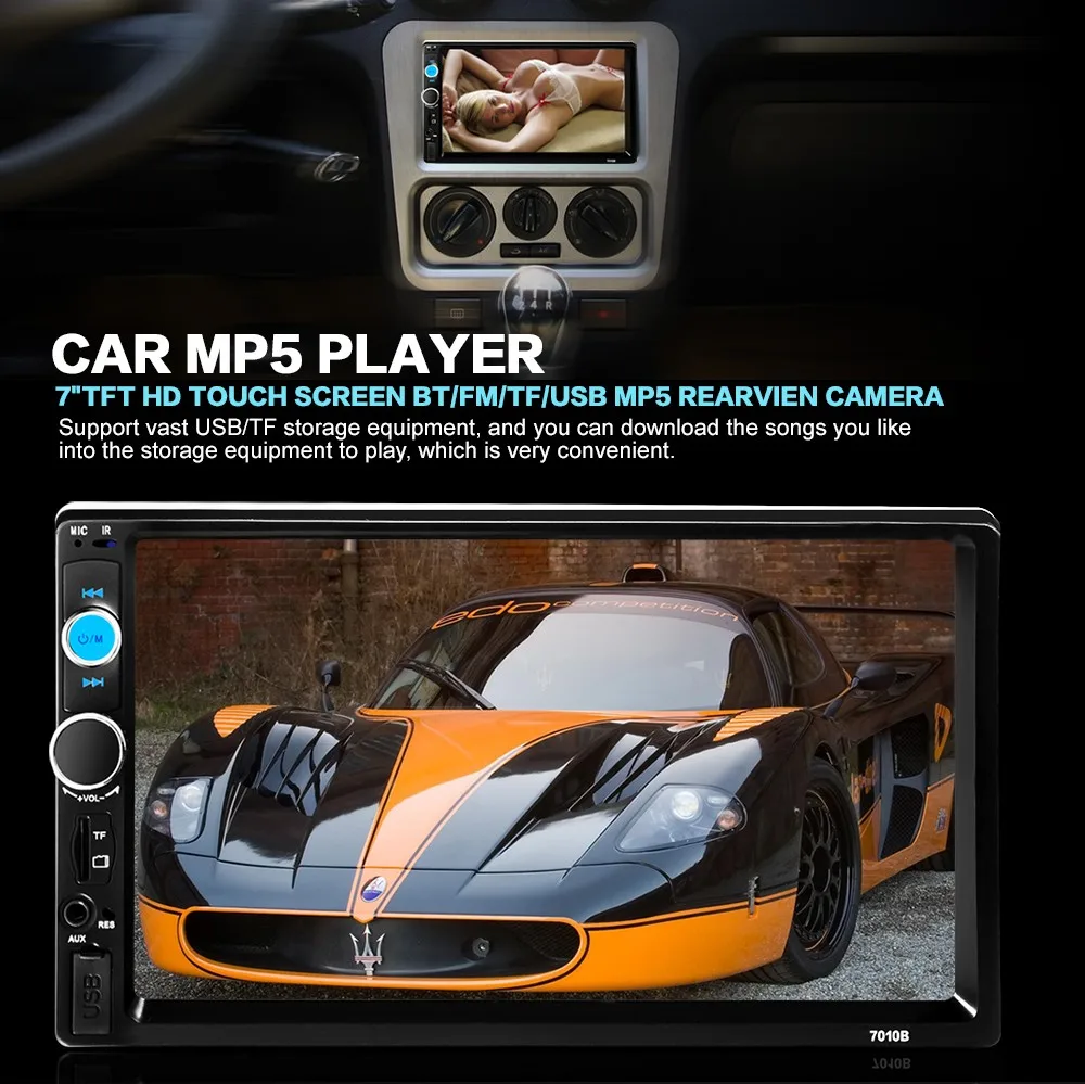 2 DIN Автомобильный Радио плеер HD авто камера заднего вида Bluetooth FM MP3 MP4 MP5 Аудио видео USB Авто Электроника Авторадио