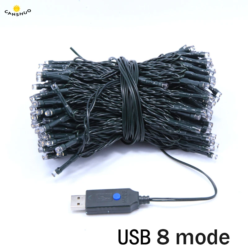 DC5V светодиодный светильник с питанием от USB 10 м 20 м 100/200 светодиодов Водонепроницаемый черный проволочный светильник s для свадьбы, рождественской елки, сада, праздничного декора