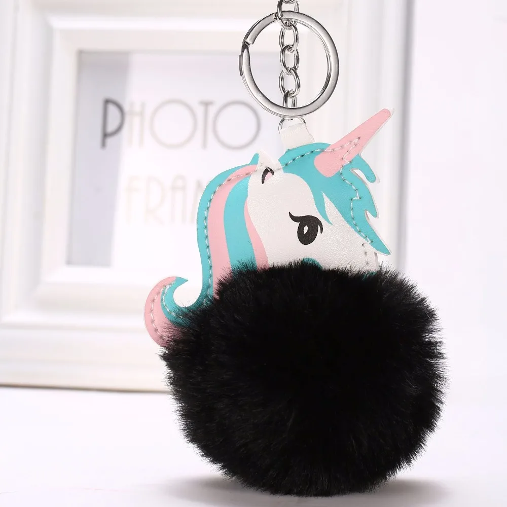 2017 симпатичный пушистый меховой Единорог брелок из искусственного кроличьего