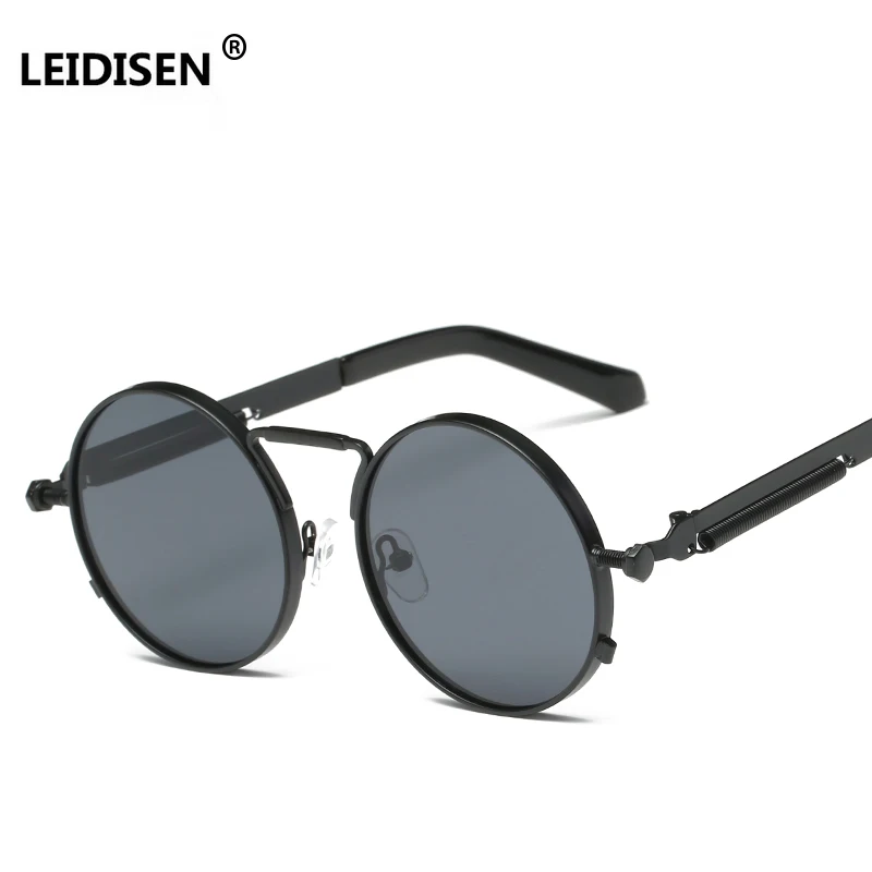 LEIDISEN, Винтажные Солнцезащитные очки, мужские, круглые, оттенки, классические, стимпанк, солнцезащитные очки, женские, брендовые, дизайнерские, модные, цветные линзы, UV400