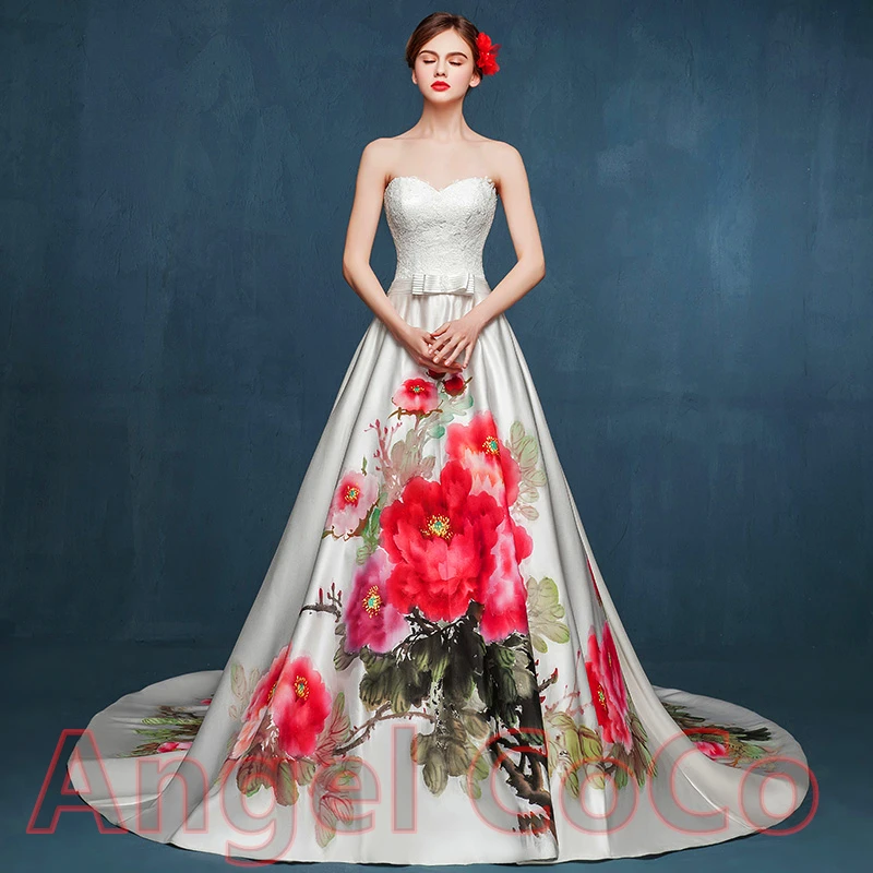 Ручная роспись Великолепный Королевский вечернее платье Женщины Арабский пром