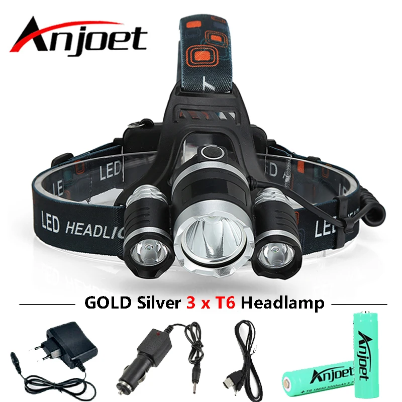 Anjoet Портативный CREE XM L T6 светодиодный налобный фонарь Головной для спорта на