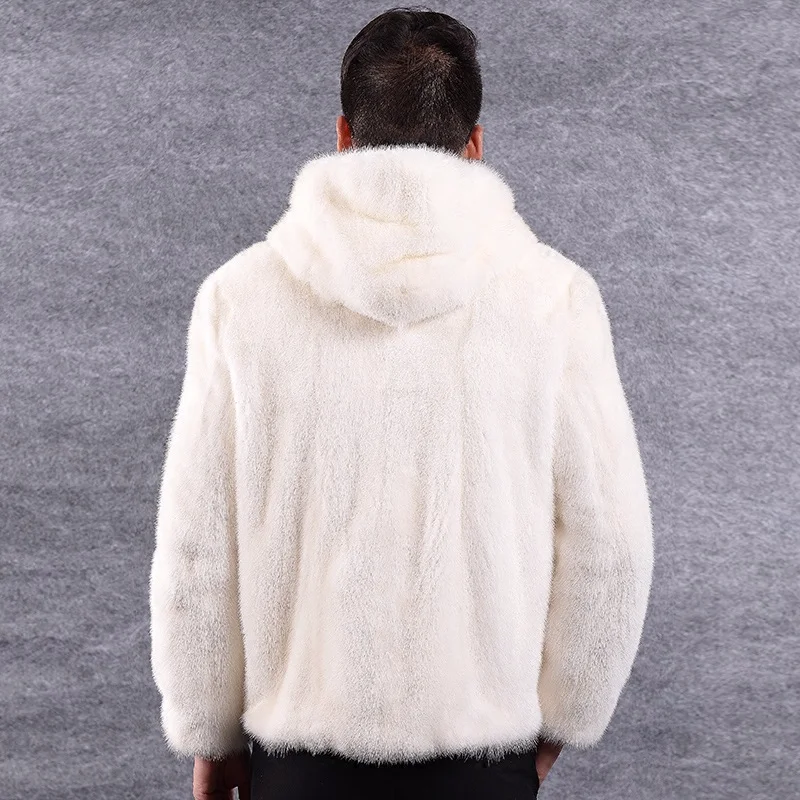 Winter Men Faux Mink Fur Hooded Artificial Fur Coats Male zipper Fur Outerwear Plus Size Fur Jacket HN217