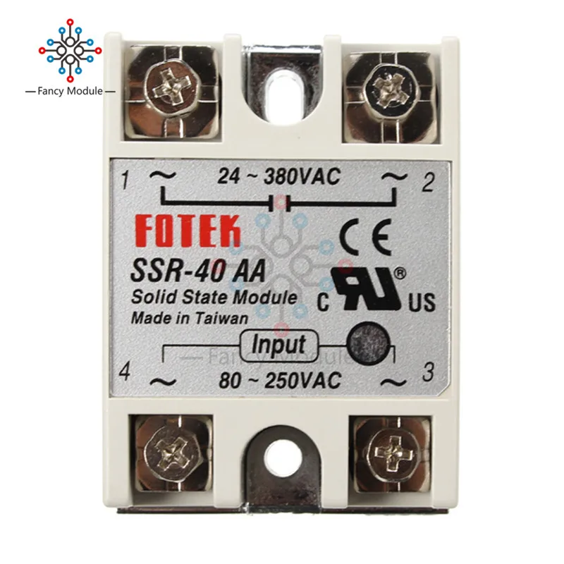 SSR-40AA-H 40A твердотельный релейный модуль 80-280 В AC/90-480 В алюминиевый радиатор
