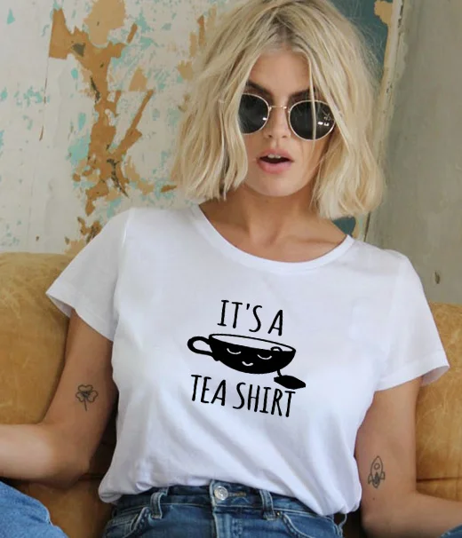 Женская футболка с принтом it A TEA свободная повседневная коротким рукавом летняя