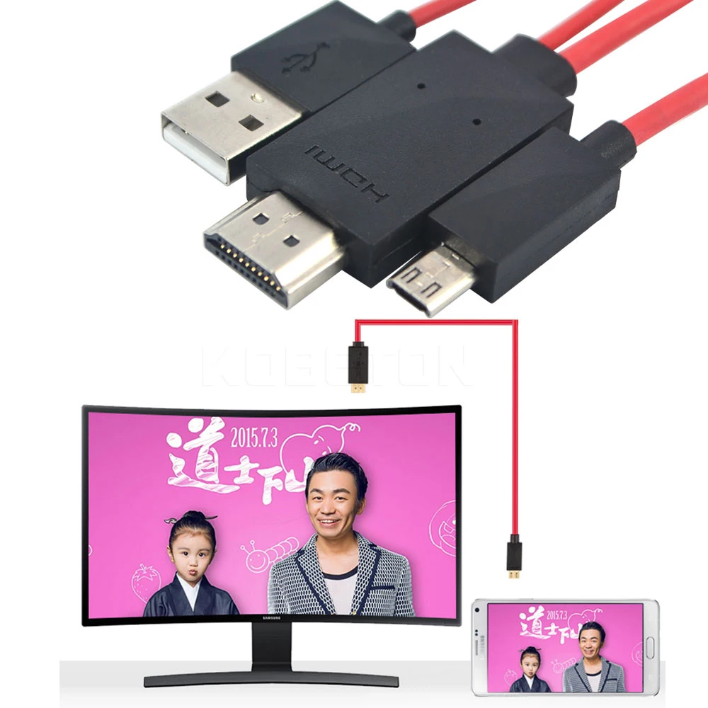 Kebidu 2 м аудио адаптер HDTV 5Pin 11pin 1080P Full HD Micro USB к HDMI совместимый кабель для Samsung Galaxy S2 S3