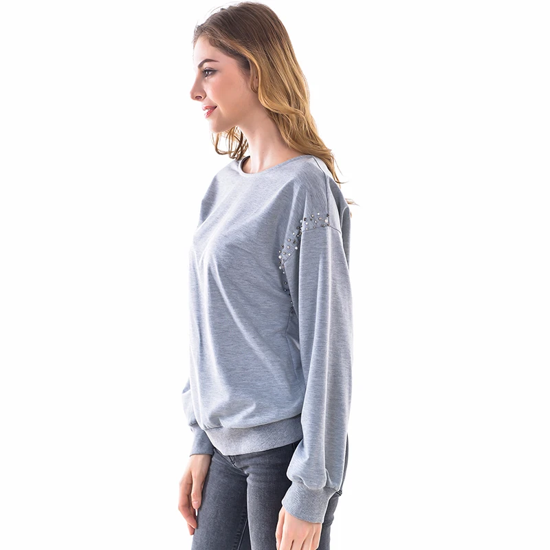 Осень 2019 Повседневная Женская толстовка женские толстовки элегантные серые с