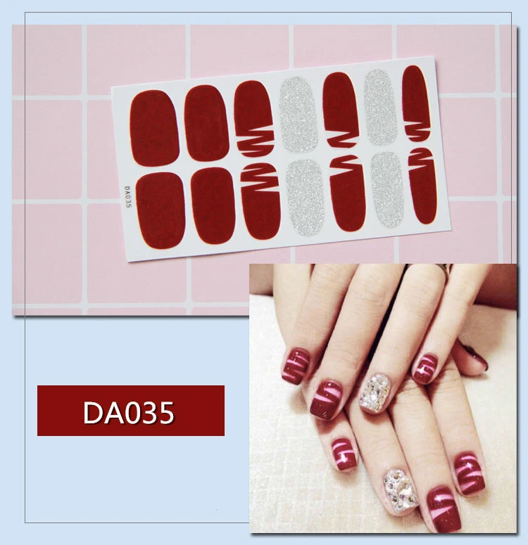 14 насадок/набор полное покрытие наклейки для ногтей s Обертывания DIY наклейки для нейл-арта простые наклейки s самоклеющиеся наклейки для ногтей розовый белый черный зеленый