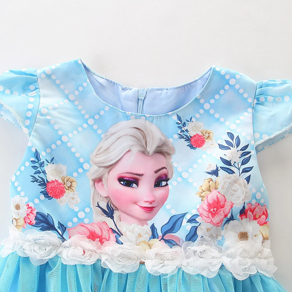 Baby Girl Cartoon Alsa Floral Print Kids Dresses for Girls Boutique Clothing Cosplay Party Clothes Children Daily Outfits | Детская