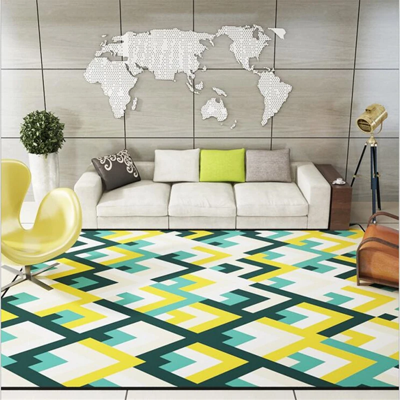 Изящные мягкие простые клетчатые дизайнерские креативные большие ковры для