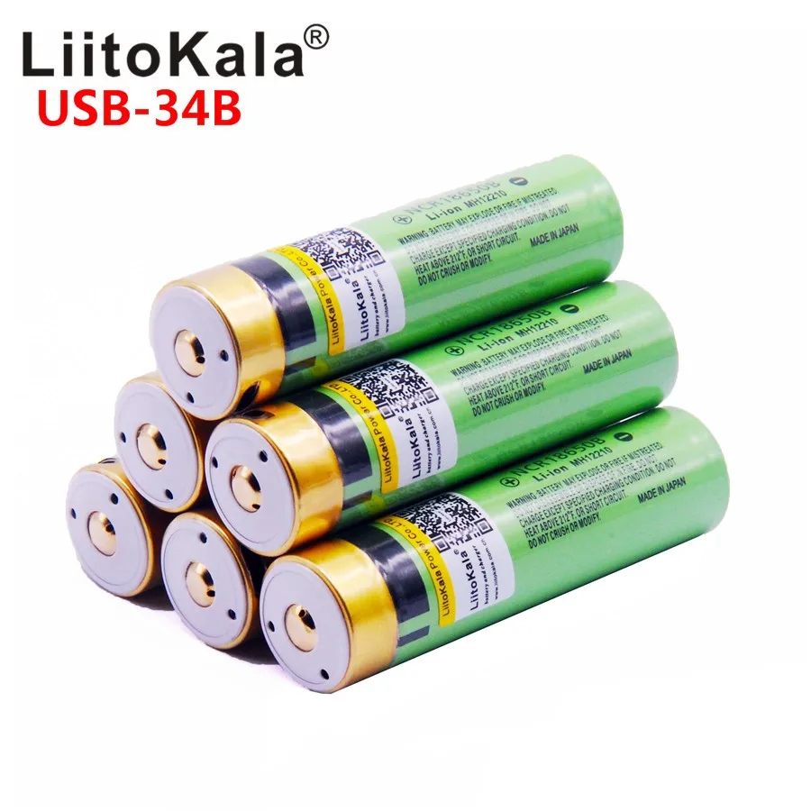 6 USB-объективов USB-34B 18650 Аккумулятор 3 7 в 3400 мАч литий-ионная USB аккумуляторная
