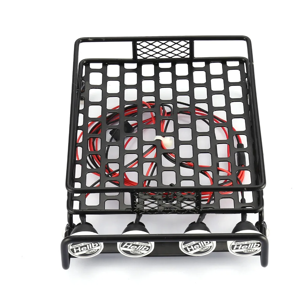 RC Car Universal Roof Rack Luggage Carrier With 4 Round LED Lights 1/10 Rock Crawler Axial SCX10 D90 TRX-4 | Игрушки и хобби