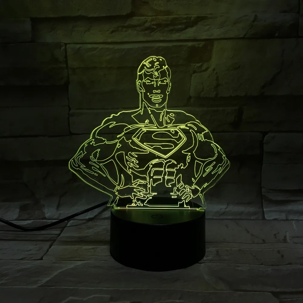 18 см мультяшная фигурка Супермен Бэтмен 3D лава лампа Рождество 7 цветов меняющий