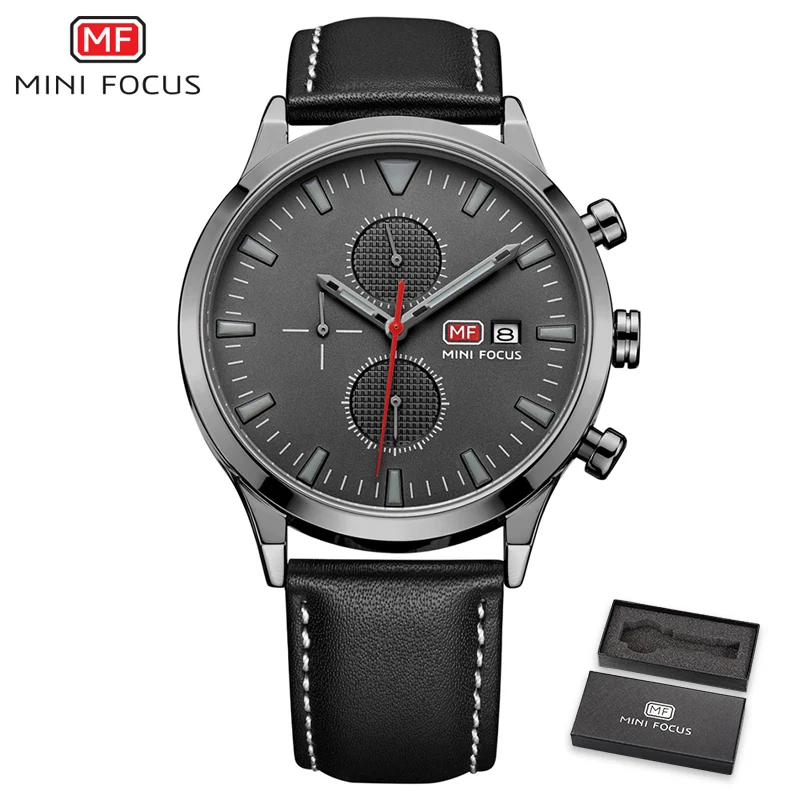 MINIFOCUS Роскошные Брендовые мужские спортивные часы кожаные кварцевые