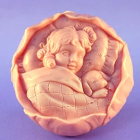 sleeping baby silicone molds with dog round candle mould clay plaster aromatherapy moulds
