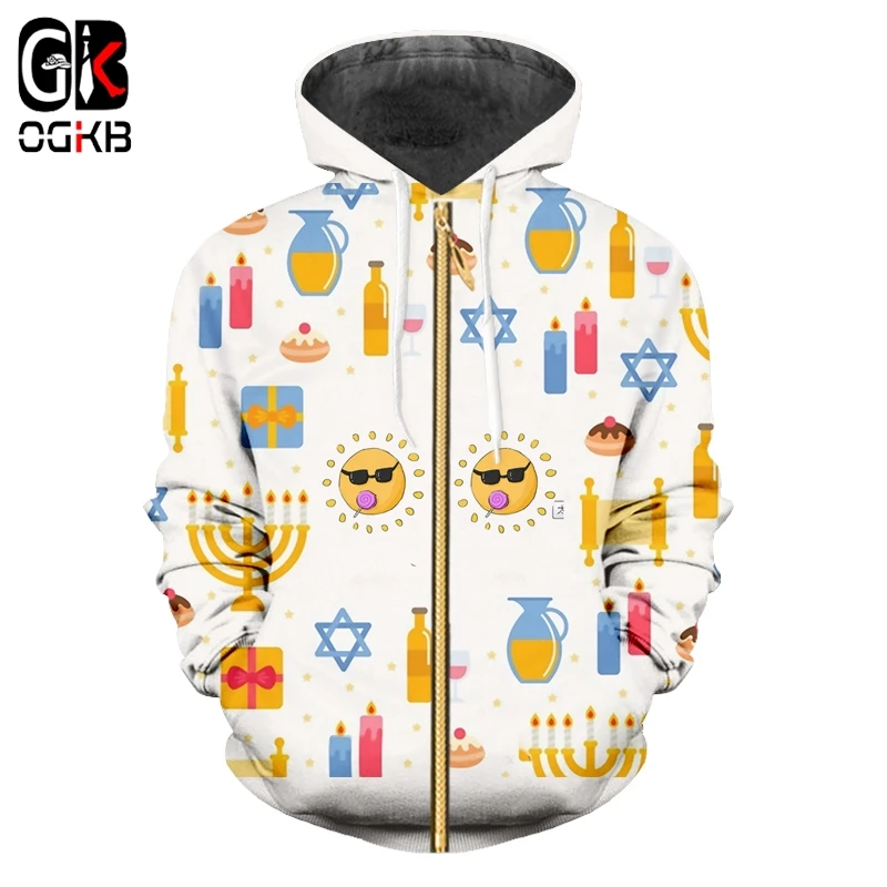 OGKB Hanukkah мужская одежда новый список в китайском стиле толстовки на молнии с 3D