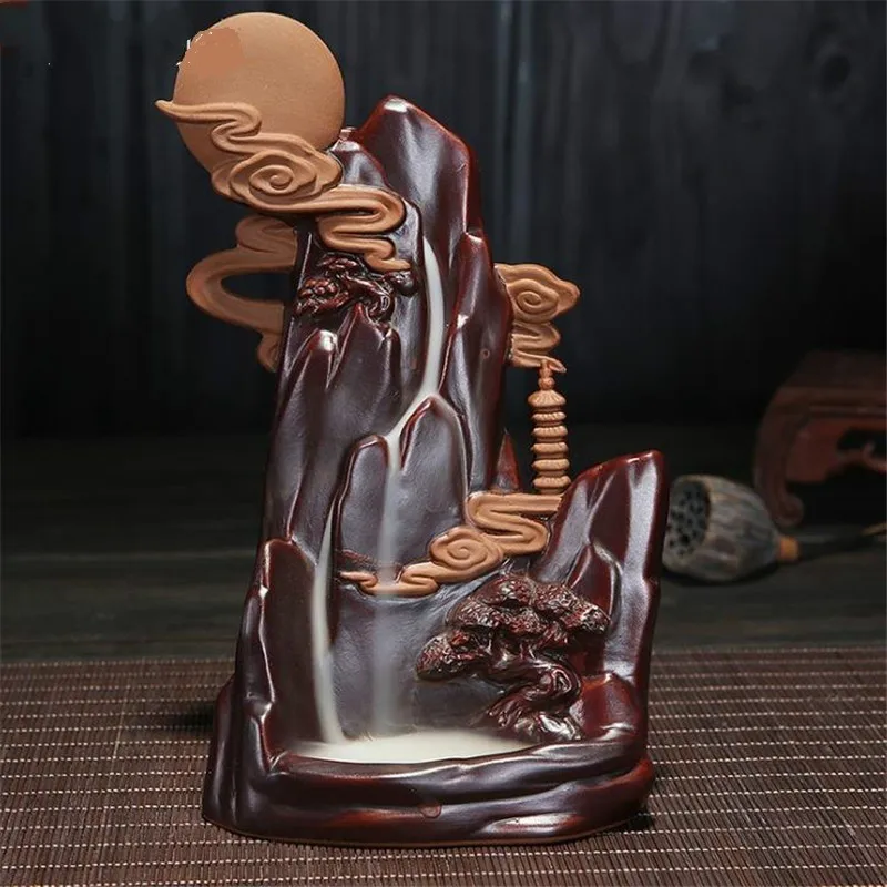 20pcs mixed brown Керамическая курильница с Луной, облаком дзен, ароматические Ароматические курильницы, домашний микроландшафтный декор+ 20 шт конусов Frete - Цвет: 20pcs mixed brown