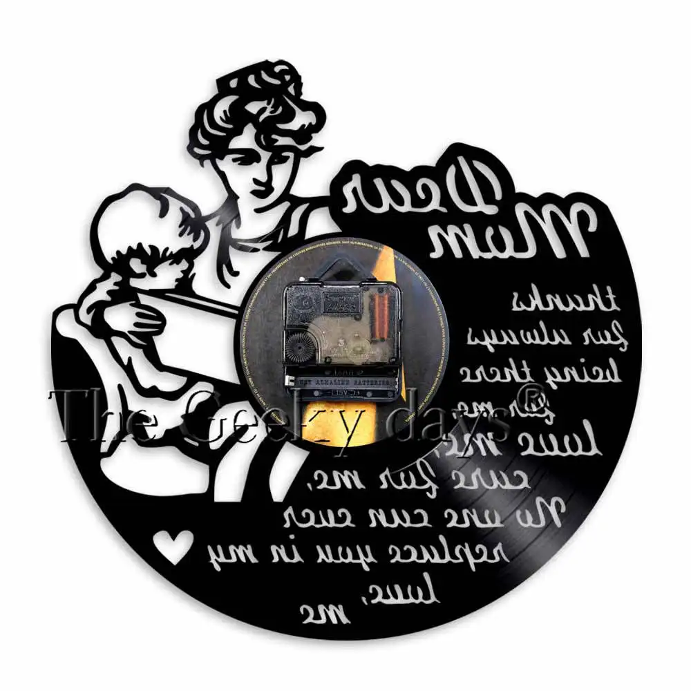 Мать художественная стена с цитатой Винтаж Виниловая пластинка настенные часы