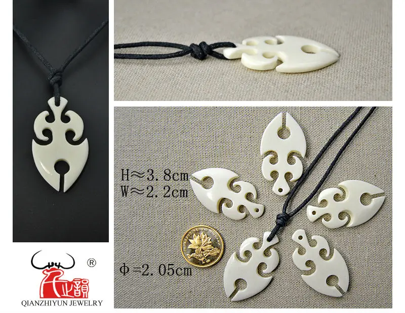 GX026 New Zealand Maori jewelry handmade yak bone Koru pendant Primitive tribes totem amulet Hawaii for surfing | Украшения и