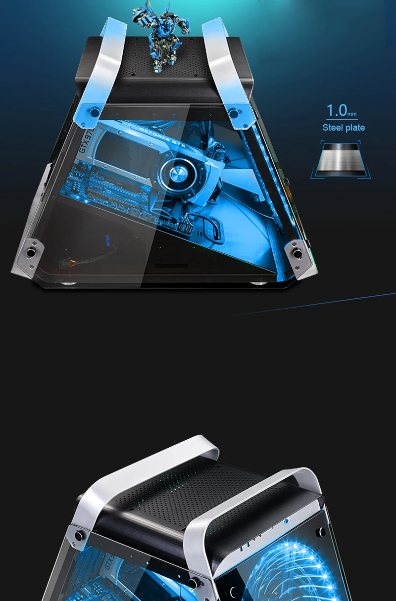 555*340*440 мм закаленное стекло ATX игровой компьютерный корпус для ПК RGB Air Cool водяное охлаждение Mainframe полнобоковое прозрачное шасси