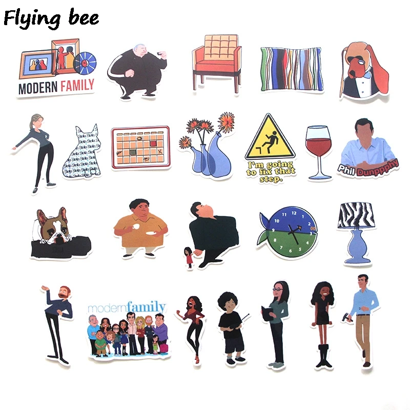 Забавные Семейные стикеры Flyingbee 24 шт. водостойкие Стикеры сделай сам для ноутбука
