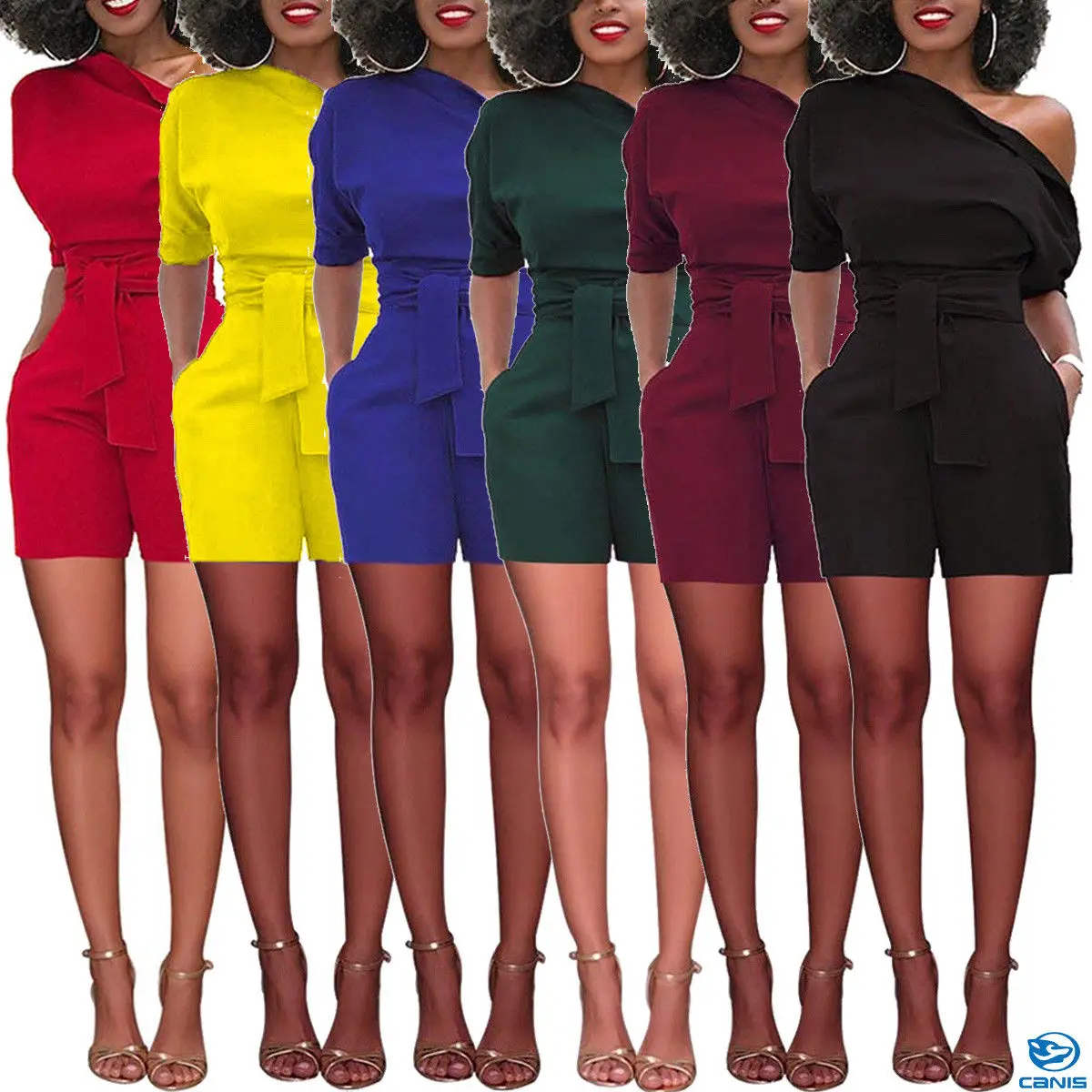7color New Brand UK Women Casual Striped Mini Clubwear Ladies Playsuit One Shoulder High Waist Plus Size | Женская одежда