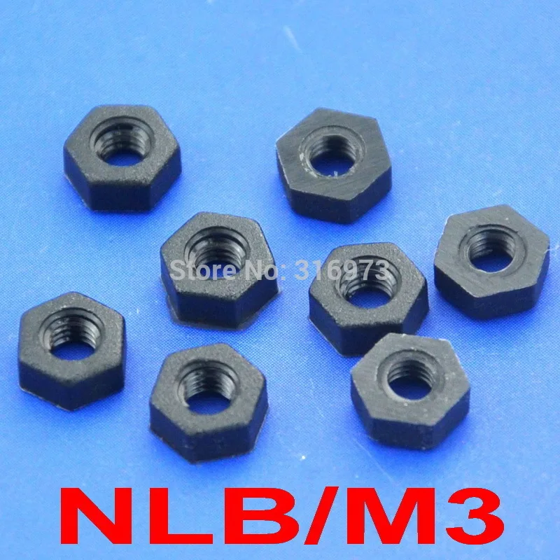 

Черная нейлоновая Шестигранная гайка M3 (1000 шт./лот)