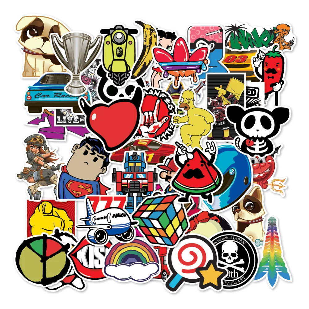 100 pcs/pack stickers Classic Fashion Style Graffiti Stickers For Moto car suitcase cool laptop Cartoon anime Skateboard sticker | Игрушки и
