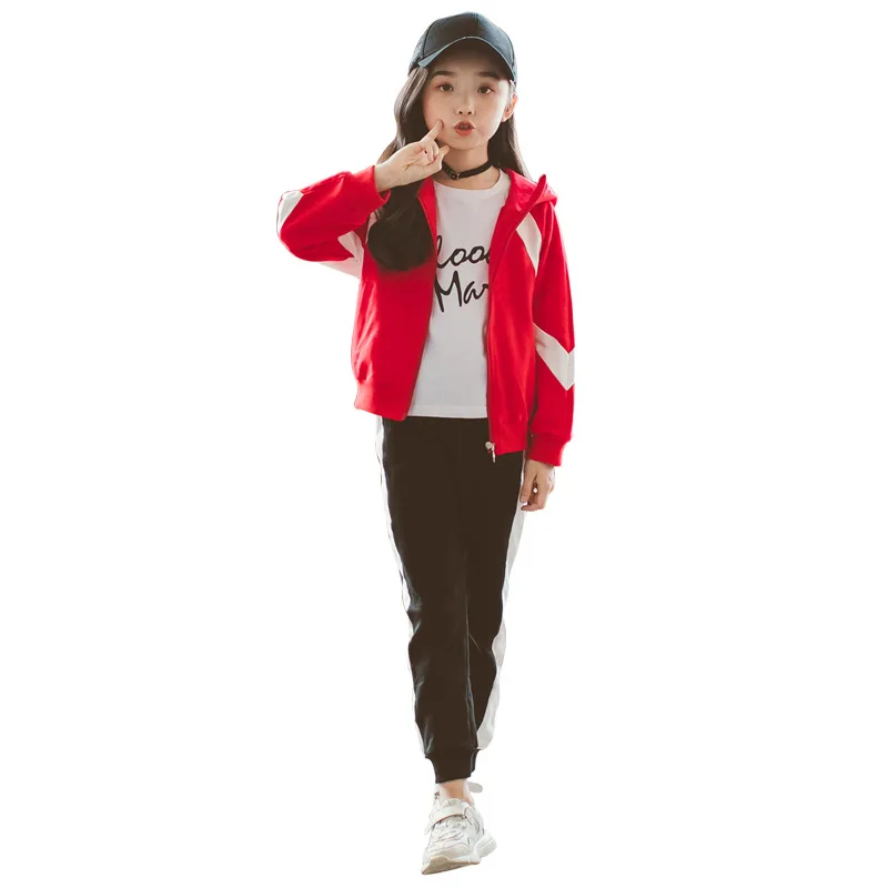 Girls Autumn Clothing Set 2019 Spring Korean Children's Sports Suit Male Kids Spliced Sweatshirt + Pants 2 Pcs Tracksuit A907 | Детская