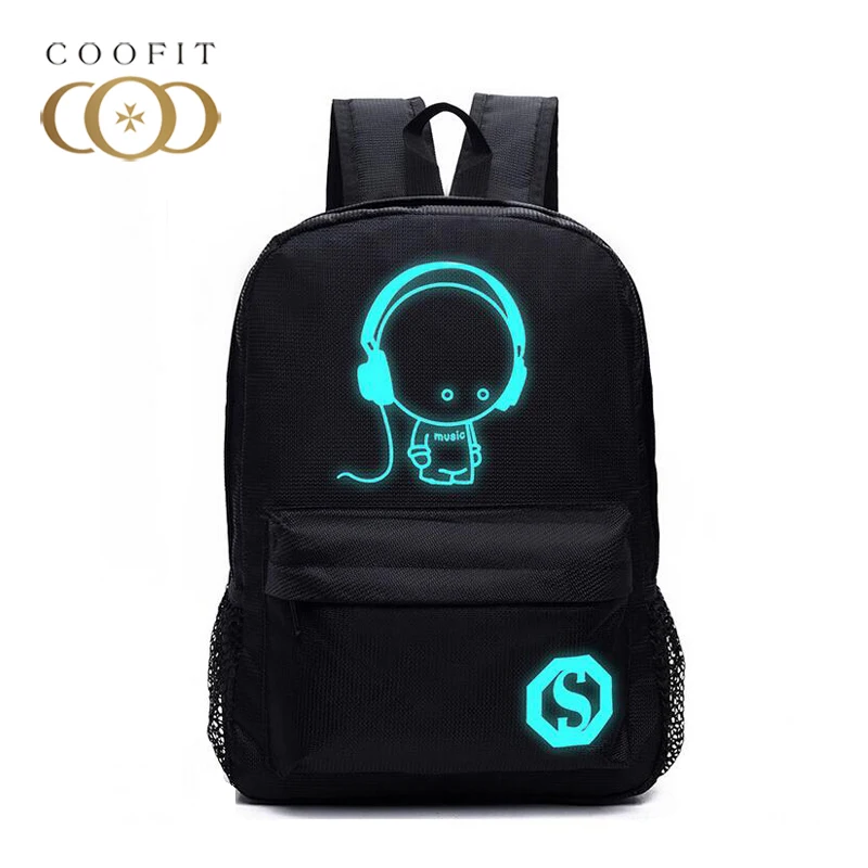 Coofit световой студент школьная сумка Повседневное рюкзак Для мужчин пакет