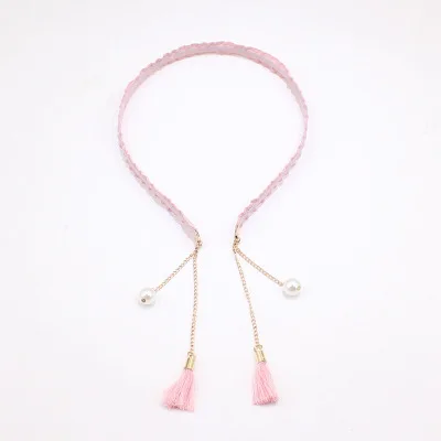 ls pink 3 вида элегантных женских длинных подвесок с цветами и жемчугом, повязки для волос, украшение ободок для волос, модные аксессуары для волос, повязки для волос для девочек, подарки - Цвет: ls pink