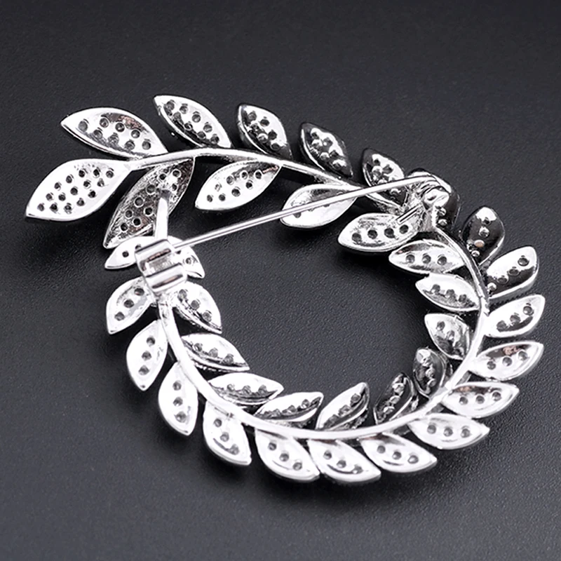 Простые Броши Стразы с фианитами в форме венка листьями булавки для женщин и