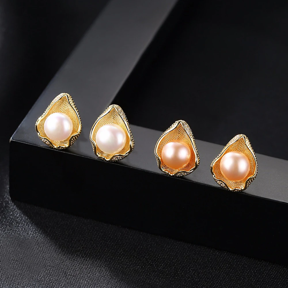 DR Charm 18k оболочка золотого цвета Дизайн Настоящее серебро 925 пробы пресноводный