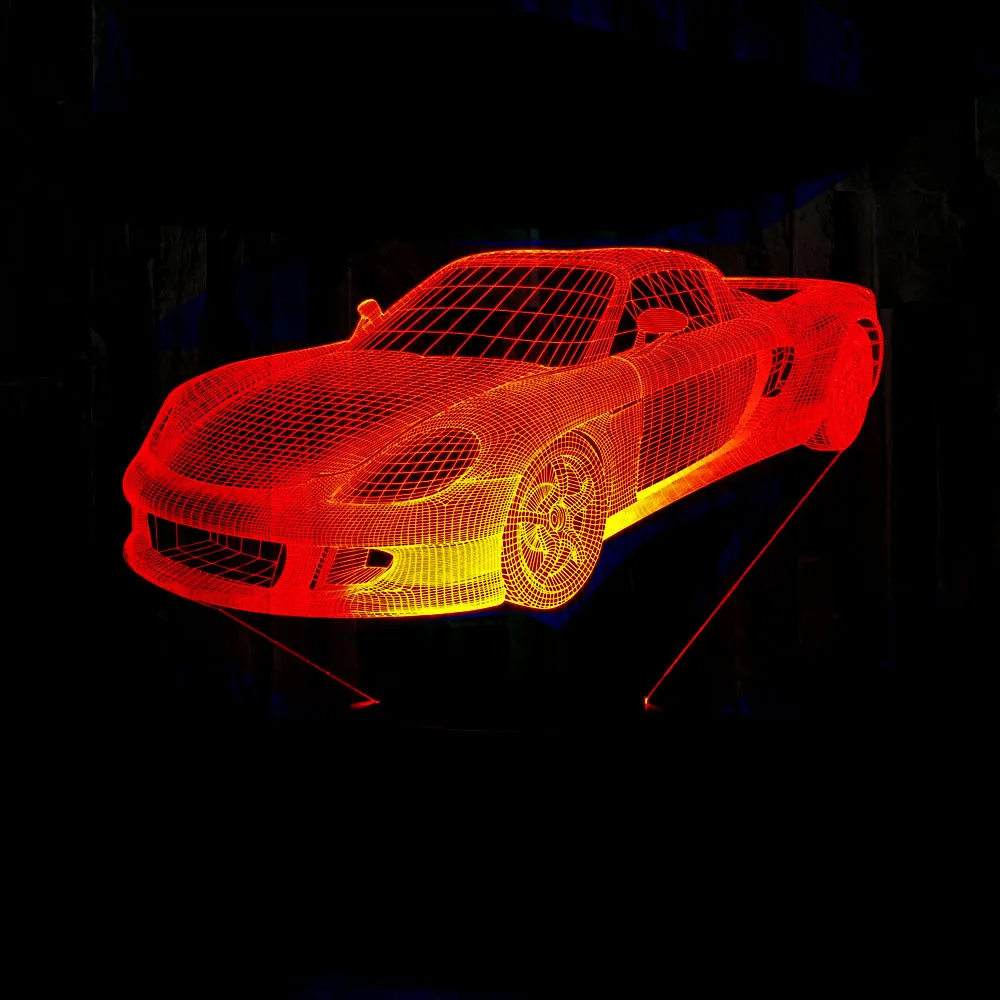 Акриловые 3D светильник светодиодный форма спортивной машины Luminaria лампе USB