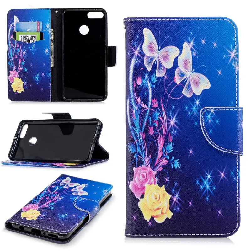 Для huawei Y9 2018 кожаный чехол Y5 Y6 Prime окрашенные чехлы-бумажники для Y7 флип-слоты