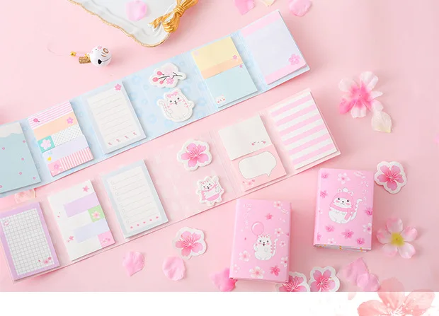 Kawaii Cherry blossoms cat 6 складной блокнот для заметок N Times Sticky Notes memo закладки для блокнота подарок Bullet Journal канцелярские принадлежности