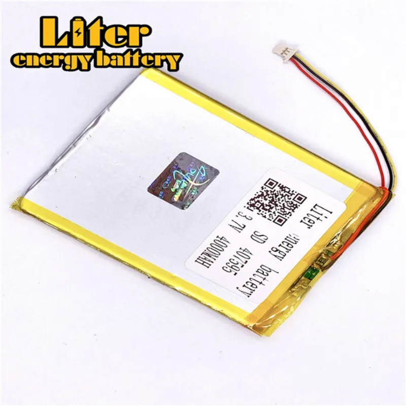 

plug 1.0-3P 3.7 V 407595 4000mah factory high quality tablet pc battery lithium polymer li-ion rechargeable battery lipo battery