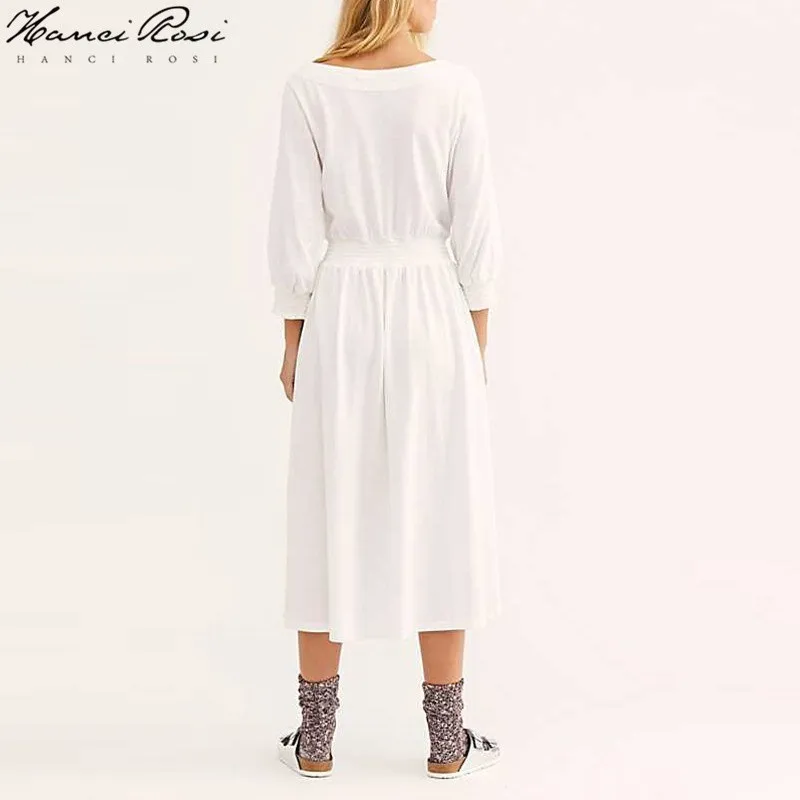 HANCI ROSI летнее платье женское Jurkjes vestidos robe Femme Jurk длинное Jurken платья три четверти