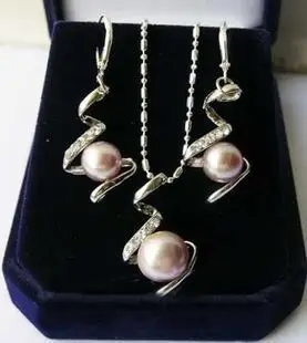 

Charming Natural purple freshwater pearls Pendant Necklace Earring set