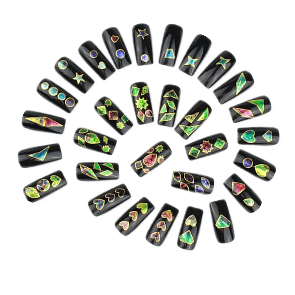 24 шт./лот блестящие DIY клейкие наклейки для ногтей лазерные дизайны в стиле