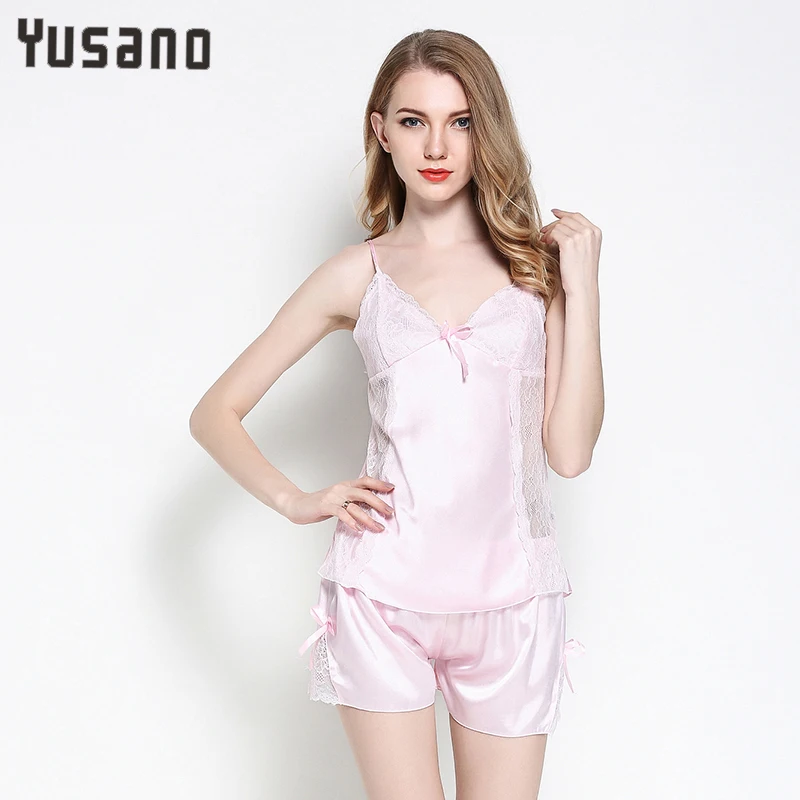 Пижама женская шелковая пикантное нижнее белье одежда для дома кружевной топ с