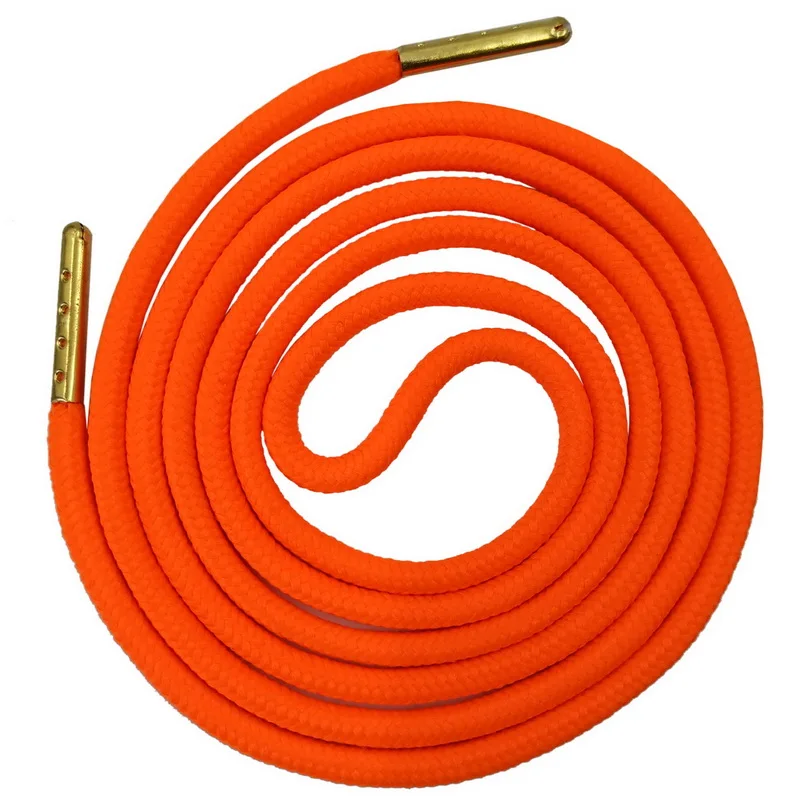 08 Orange JUPHAIR круглые цветные шнурки на заказ, золотые металлические наконечники, спортивные шнурки, все ботинки, цветные шнурки, круглые шнурки - Цвет: 08 Orange