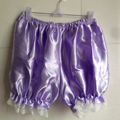 light purple Kawaii Лолита Мори девушка лоскутное кружево крючком подол эластичный пояс атлас шелк короткие шелковистые для сна, низ домашний спортивный костюм Pantalon - Цвет: light purple