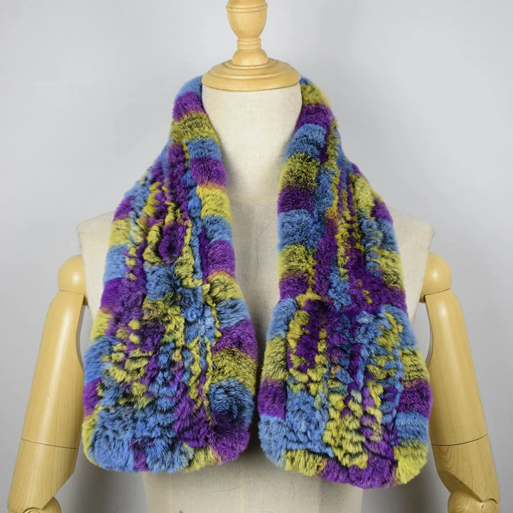 Настоящий шарф из меха кролика рекс Короткий стильный натурального ручной