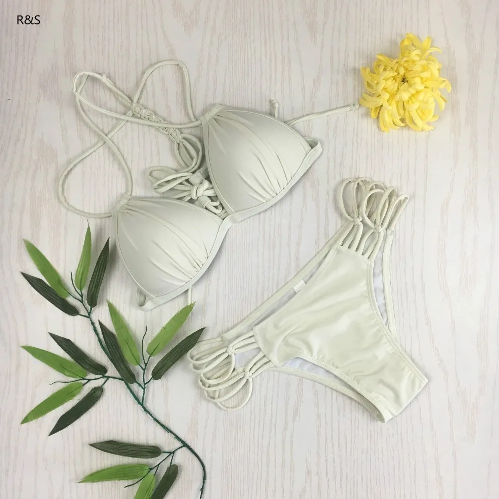 Swimsuit-B Сексуальный комплект бикини, нейлон, средняя талия, женский купальник, мягкий, стальной, свободный, Одноцветный, купальник, эластичный, 2 шт., купальный костюм, XL - Цвет: Swimsuit-B